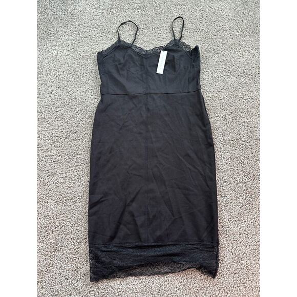 Sanctuary Dress Womens S Black Bodycon Zipper Black Lace Trim Spaghetti Strap - Picture 2 of 15